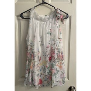 Floral tank top with semi sheer layer